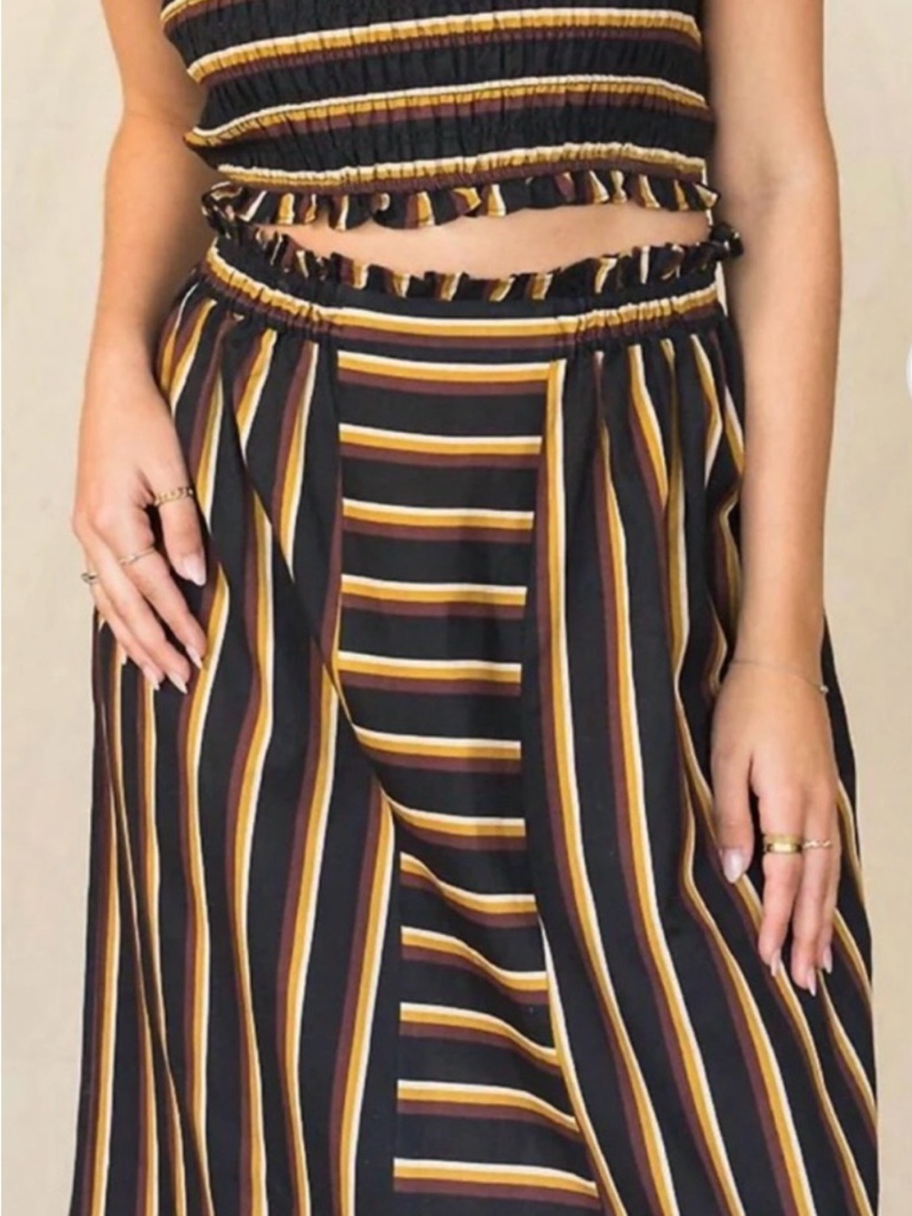 Cleobella Bristol Set — Black Multi Stripe, Size XS | Top NWT + Skirt Like New